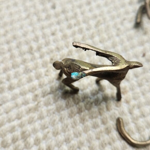 Lot 5 Vintage Brass Figurines Miniature Mini Figures Folk Art Giraffe Kangaroo - Picture 8 of 8